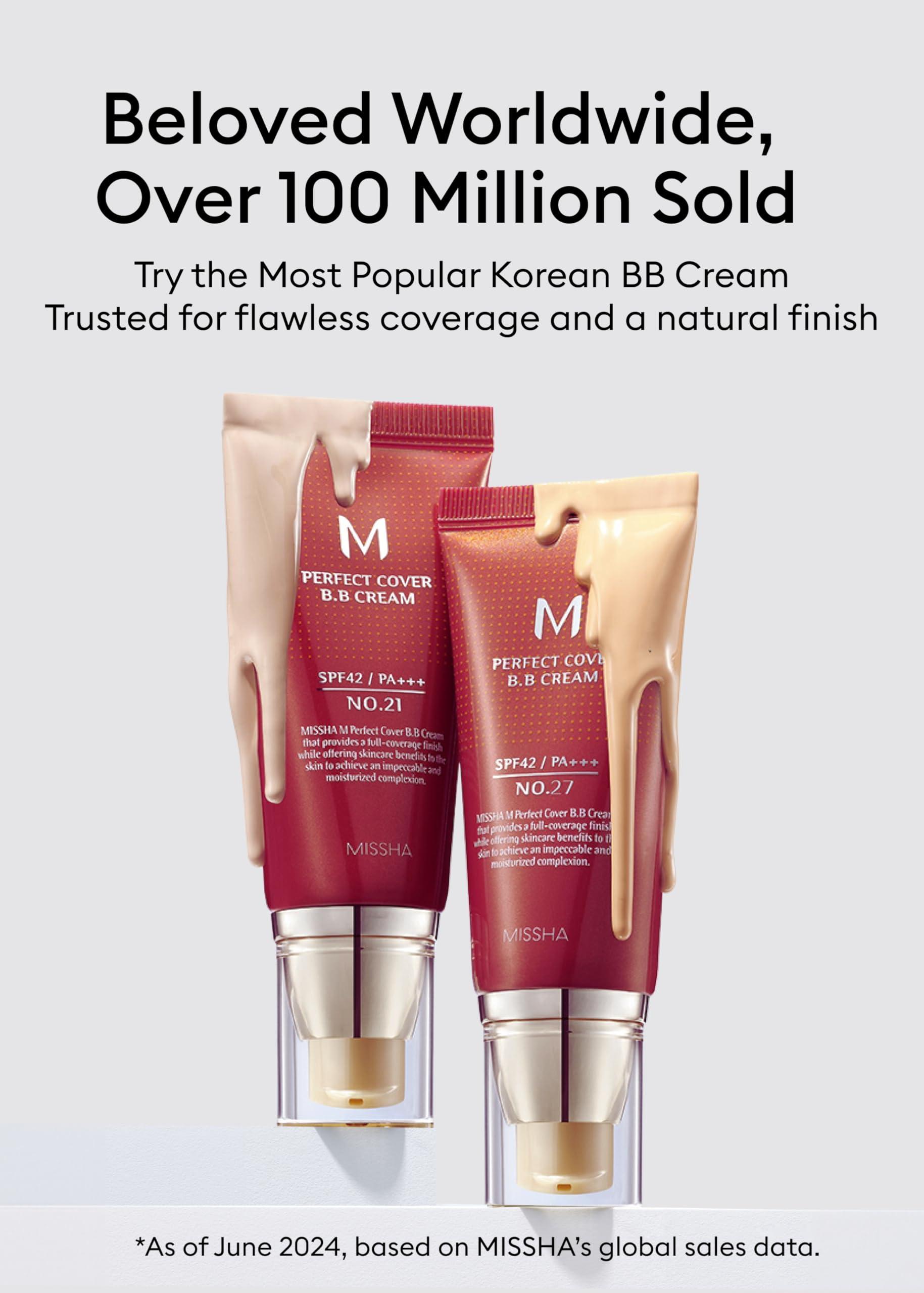 MISSHA MISSHA M Perfect Cover BB Cream No.21 Light Beige for Bright Skin SPF 42 PA +++ 1.69 Fl Oz - Tinted Moisturizer for face with SPF