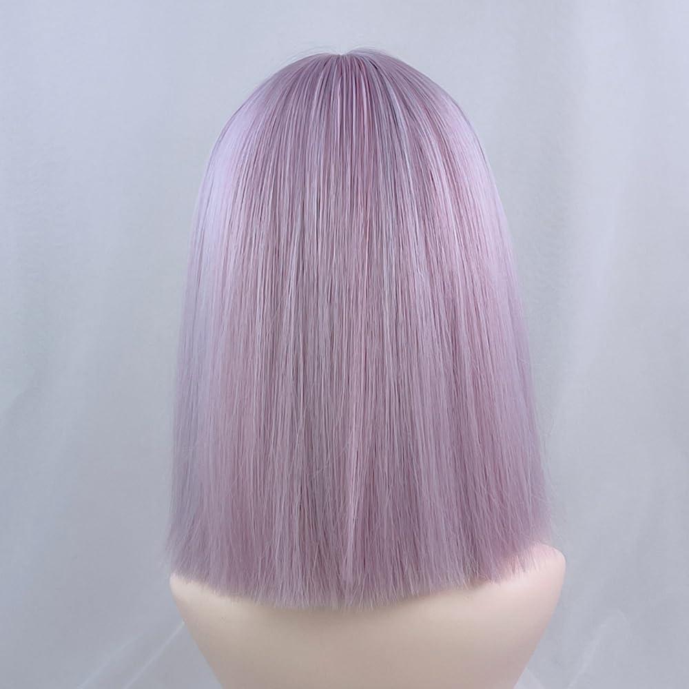 TEDPRBGE TEDPRBGE Women Highlight Ombre Purple Blue Hime Cut Hair Wig with Bangs Natural Looking Synthetic Wig Heat Resistant Hair Wig for Daily Party (Purple Blue)