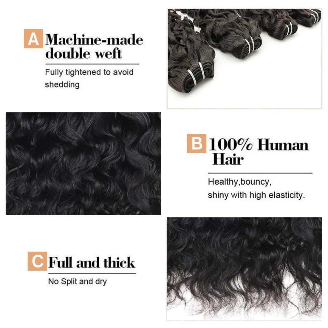 Yuyongtai Natural Wave Bundles Human Hair 18 20 22 24 Inch 100% Unprocessed 4 Bundles Brazilian Virgin Natural Wave Bundles Deals Human Hair