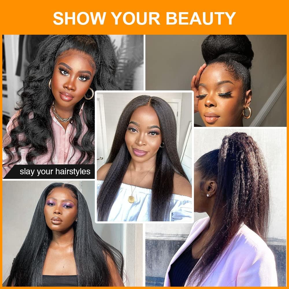 N NIAWIGS Kinky Straight Micro Link Extensions Hair Human Hair Niawigs Micro Links Hair Extensions for Black Women 100 Strands Micro Loop Human Hair Extensions 12 Inches 70G Natural Black