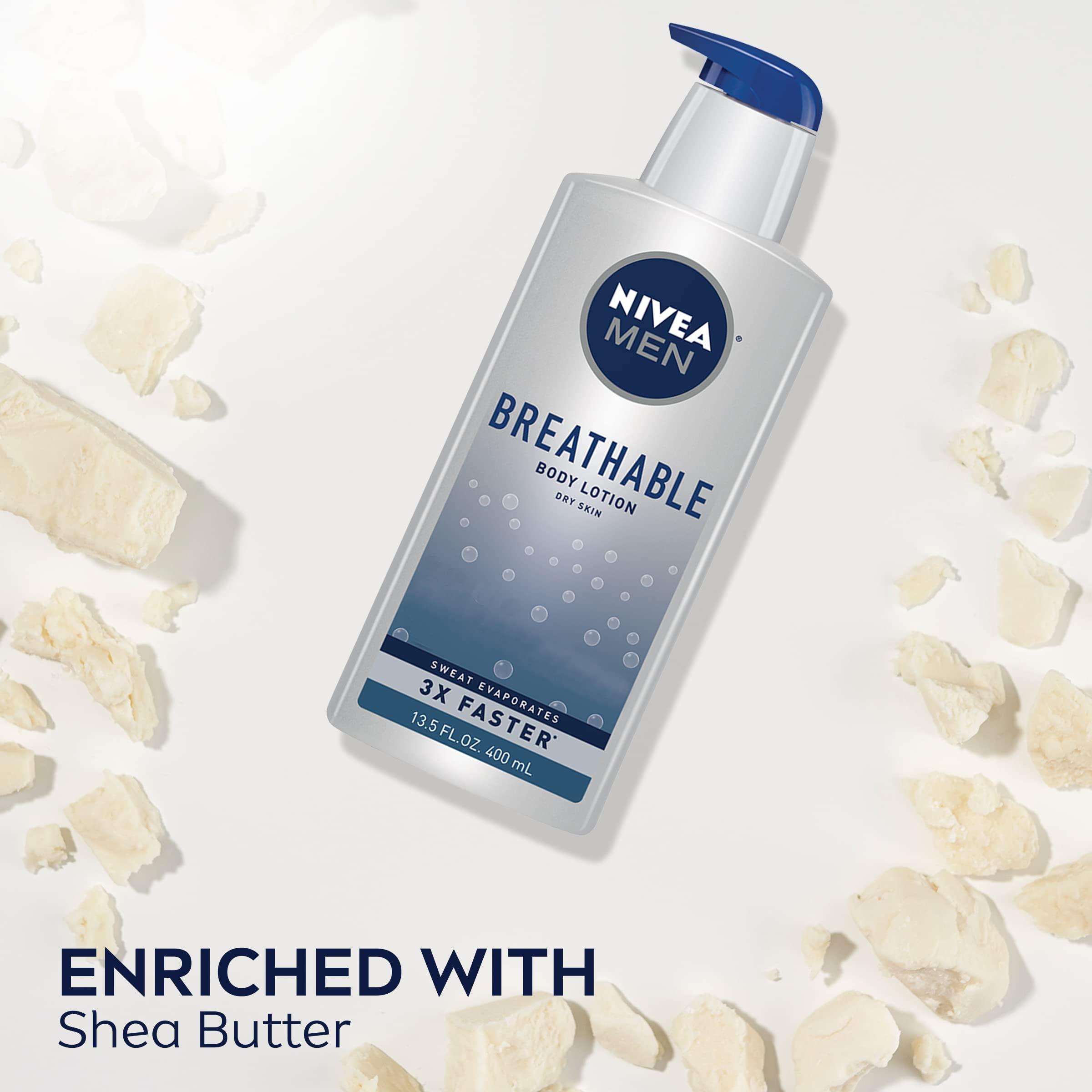 NIVEA MEN NIVEA MEN Breathable Body Lotion, 48 Hour Hydrating Lotion for Men, 13.5 Fl Oz Bottle