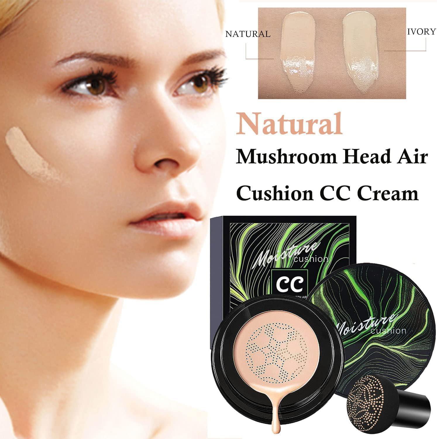 Olauty Mushroom Head Air Cushion CC Cream BB Facial Makeup Foundation Natural Color Concealer Waterproof Isolation Sunscreen Foundation (05 Light Yellow)