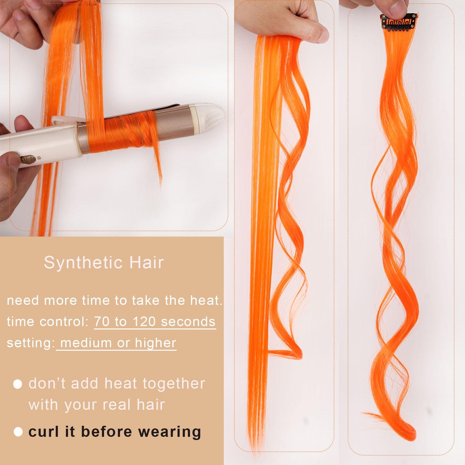 NOTICEME Clip In Hot Pink Hair Extensions for Women Girls Kids, Colored Hair Extensions, 10pcs, 22in, Synthetic Fibre