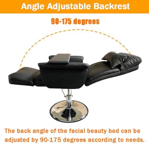 INTBUYING INTBUYING Beauty Bed Chair Black Hydraulic Pressure Facial Bed Spa Table Salon Chair Adjustable Salon Massage Bed Chair 360 Degree Rotating for Beauty &Home Office Chair Max Load 440lb