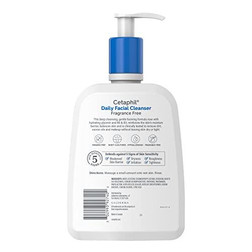 Cetaphil Cetaphil Face Wash, Daily Facial Cleanser for Sensitive, Combination to Oily Skin, 16 Oz, Fragrance Free, Gentle Foaming, Soap Free, Hypoallergenic