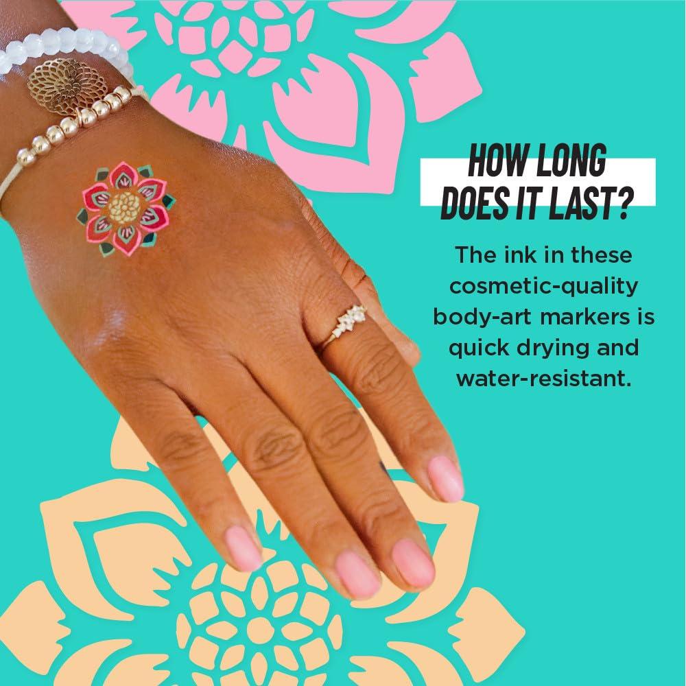 BIC BIC BodyMark Body Art Markers, Pastel Pop, Flexible Brush Tip, 5-Count Pack of Assorted Colors, Skin-Safe, Cosmetic Quality