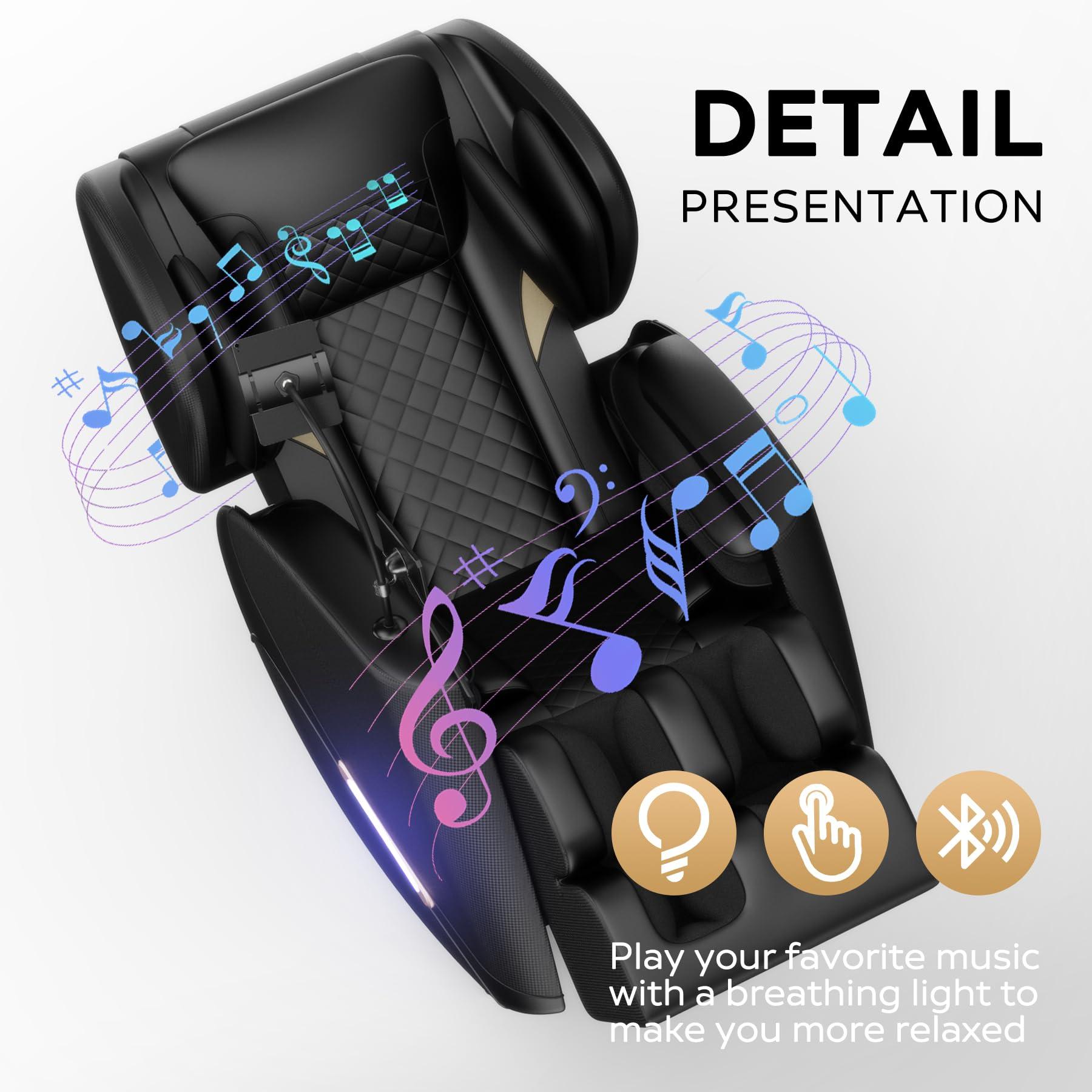 GDFStudio GDFStudio Massage Chair Full Body,Zero Gravity Recliner,2025 Massage Recliner Chair Whit 8 Modes - Foot Relief,Airbag Massage,Bluetooth Audio Connectivity,Waist Heating,Black 53 * 27 * 41"