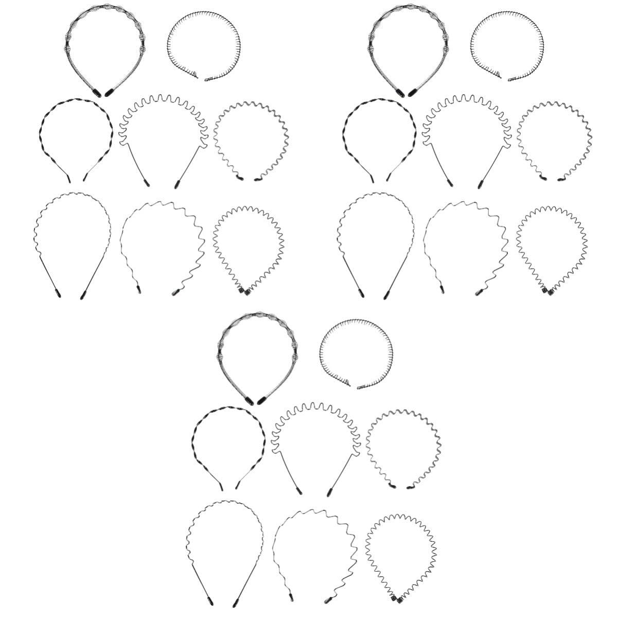 balacoo balacoo 24 Pcs Men\'s Headband Black Headband Bandana Clear Hair Bands Fashion Hair Band Hairpin Holder Ruched Head Band Hair Band with Clips Headbands Men Hair Band Toothed Headband Metal