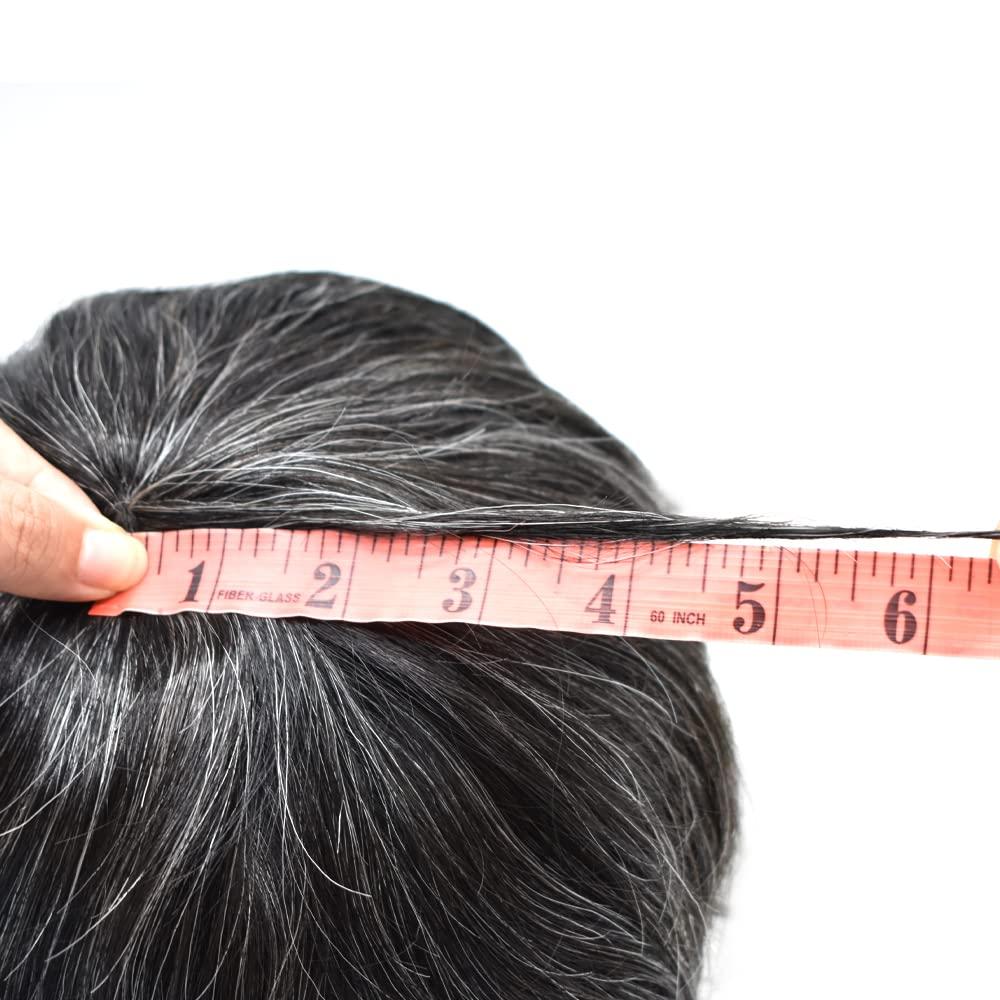 JUST HAIR Thin Skin Toupee For Men Hair Piece 0.12mm Injected Poly Skin Men Toupee 100% European Human Hair Units 8\'\'x10\'\' Scallop Front Men Hair System Natural Hairline US Stock. (8\'\'x10\'\'-120% Medium Light to Medium Density, #1B10 1B# OFF BLACK WITH