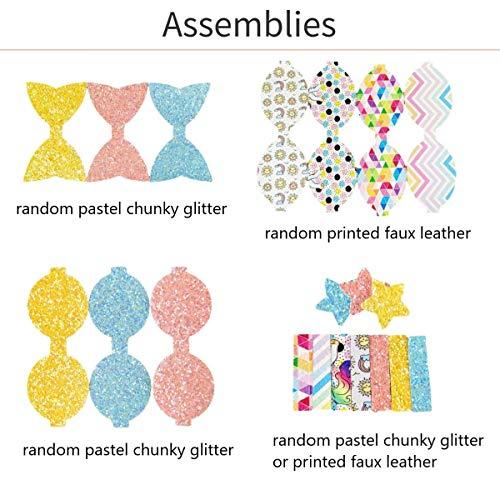 AOUXSEEM AOUXSEEM Faux Leather Hair Bows DIY Making Kit with Pre Cut Pieces and Hair Clips,Make Fashionable Shiny Hair Clips for Girls Lady Woman(Medium,Rainbow Style,20 Set)