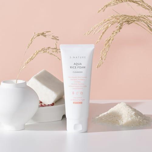 S.NATURE S.NATURE AQUA RICE FOAM CLEANSER 160ml | Facial Cleanser, Rice Extract Rice Powder Cleanser with Mild Cleansing, Glycerin, Vegan, Face Wash, Korean Skincare 5.41Fl Oz