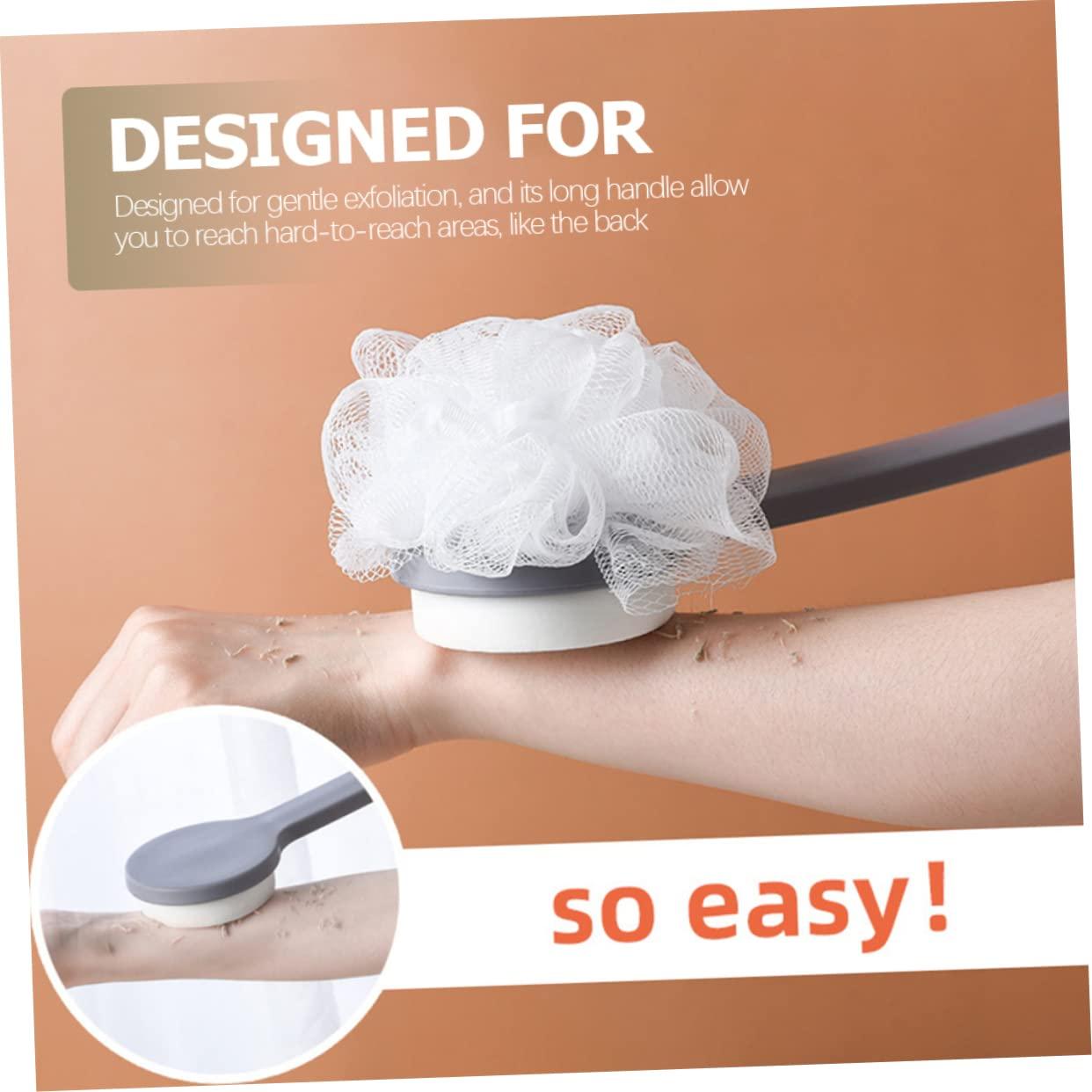 IWOWHERO IWOWHERO Long Handle Bath Brush Bath Sponges Shower Puff with Handle Bath Accessories Handle Body Brush Skin Body Brush Bathing Sponge Body Spa Brush Scrubber Shower Body Brush Pp Grey