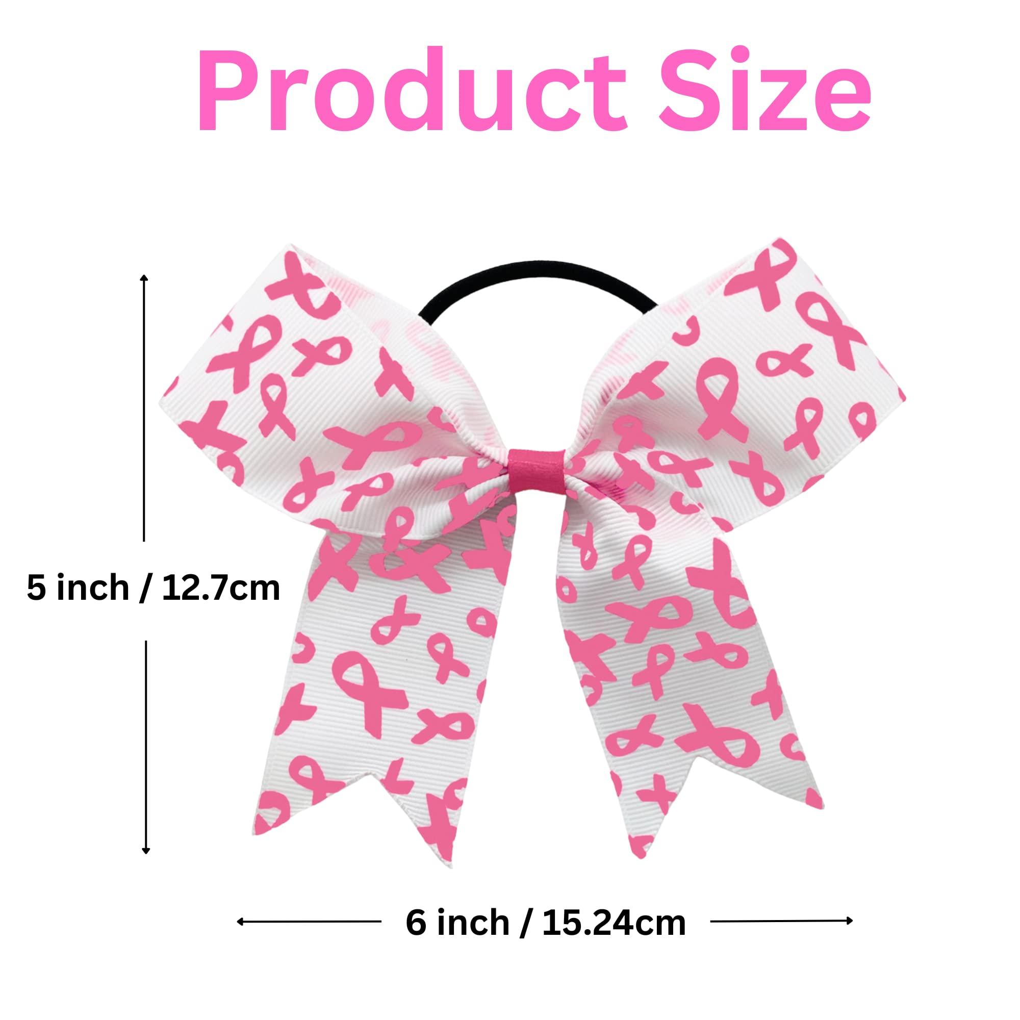 Fundraising For A Cause Pink Ribbon Hair Bows for Breast Cancer Awareness - Cheer Bows Ponytail Pink Hair Bows Pink Hair Ties for Girls, Cheerleader, Women Hair Elastic Bands, Pet Grooming - 25 Hair Bows