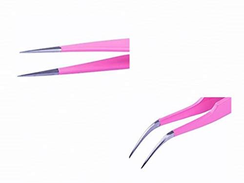 Aoshang Aoshang 2PCS Stainless Steel Straight and Curved Tip Tweezers Nippers for Eyelash Extensions and Nail Art Sticker Rhinestone Eyelash Picker Acrylic Gel Nail DIY Art