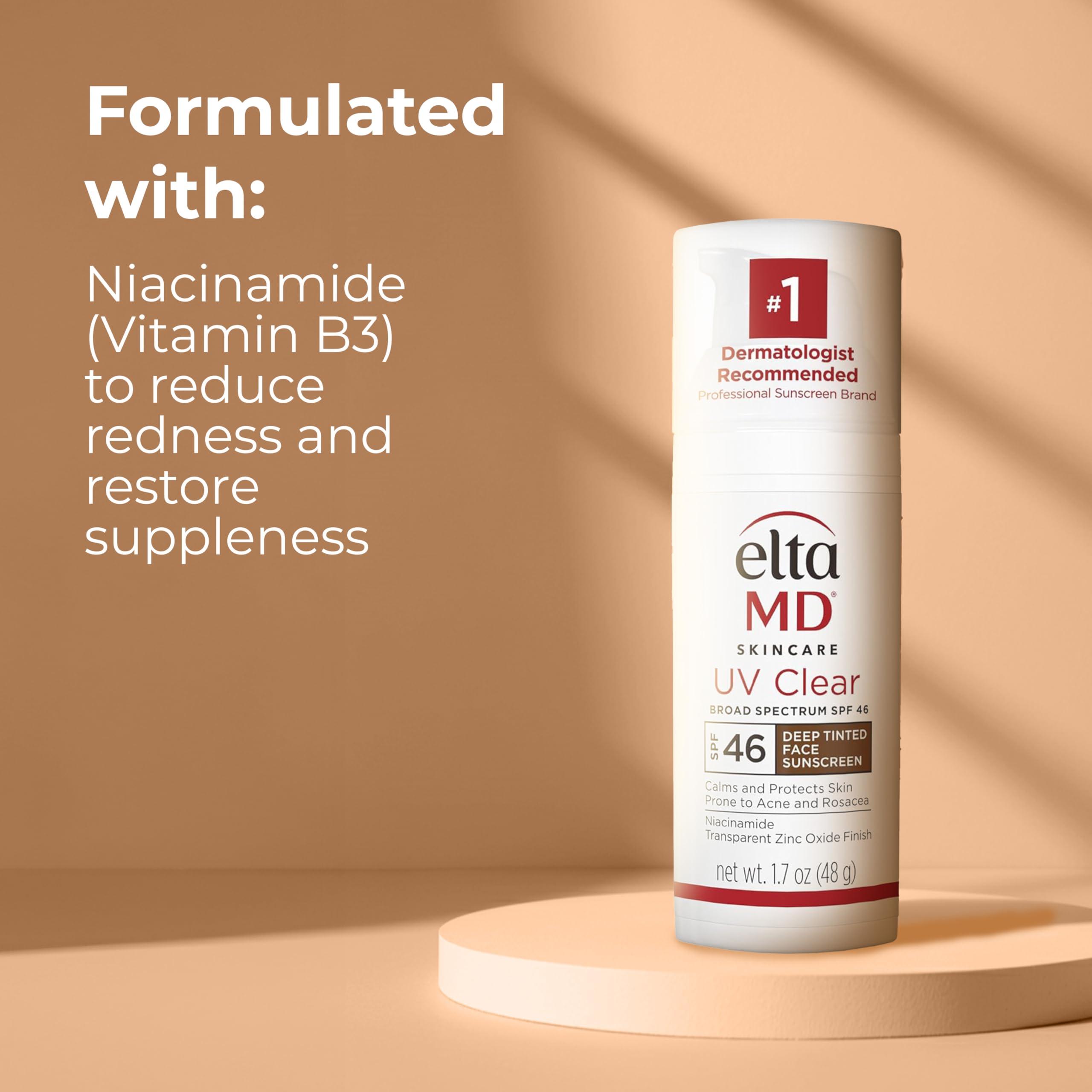 EltaMD EltaMD UV Clear Deep Tinted Sunscreen for Face - Deep Tinted SPF 46 with Zinc Oxide, Oil-Free, Dermatologist Recommended Face Sunscreen, 1.7 oz