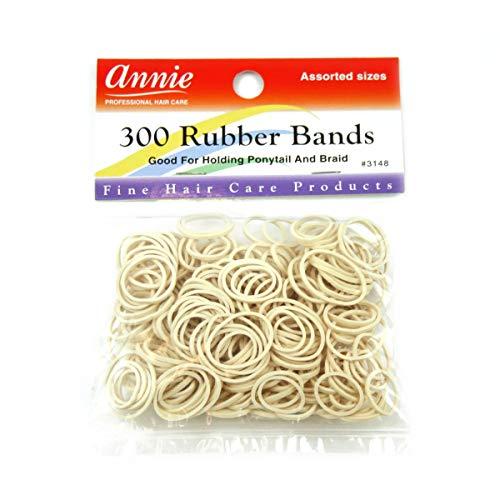Annie ANNIE 300 RUBBER BANDS WHITE ASSORTED SIZE #3148 ELASTIC HAIR TIE