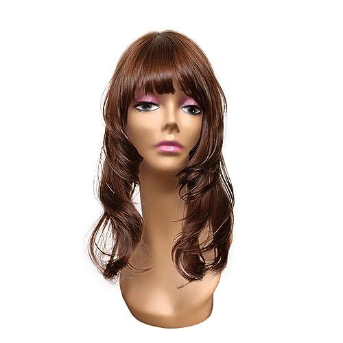 Generic Female Wig Head Mannequin Wig Display Model Long Neck with Makeup Smooth 19inch Manikin for Wigs Making Styling Hairpieces, Style B