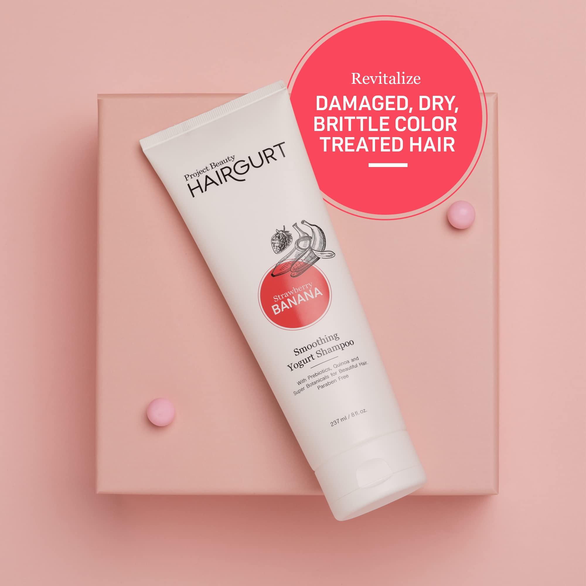 Hairgurt Hairgurt Smoothing Yogurt Hair Care 3-Piece Set - Strawberry Banana - Natural Shampoo, Conditioner and Hair Mask, Smoothes Dry, Damaged, Frizzy & Color-Treated Hair