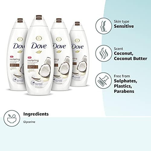 Dove Dove Purely Pampering Body Wash for Dry Skin Coconut Butter and Cocoa Butter Effectively Washes Away Bacteria While Nourishing Your Skin 22 oz 4 count