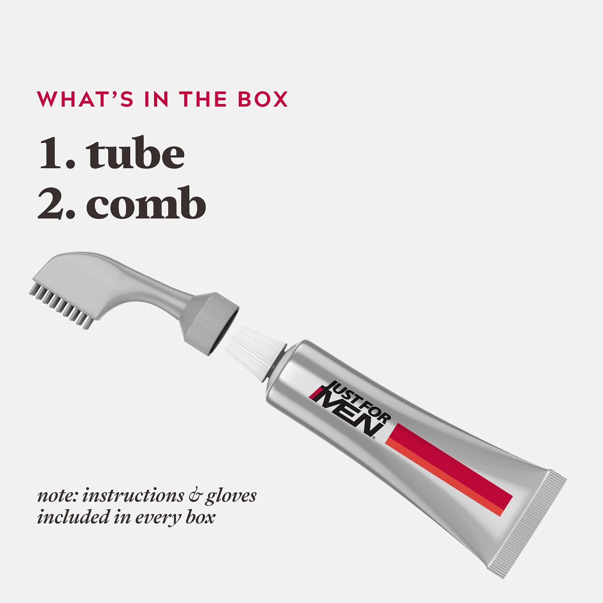 Just for Men Just For Men Mustache & Beard, Beard Dye with Brush Included - Jet Black, M-60, Pack of 3 & Easy Comb-In Color Mens Hair Dye, Easy No Mix Application with Comb Applicator