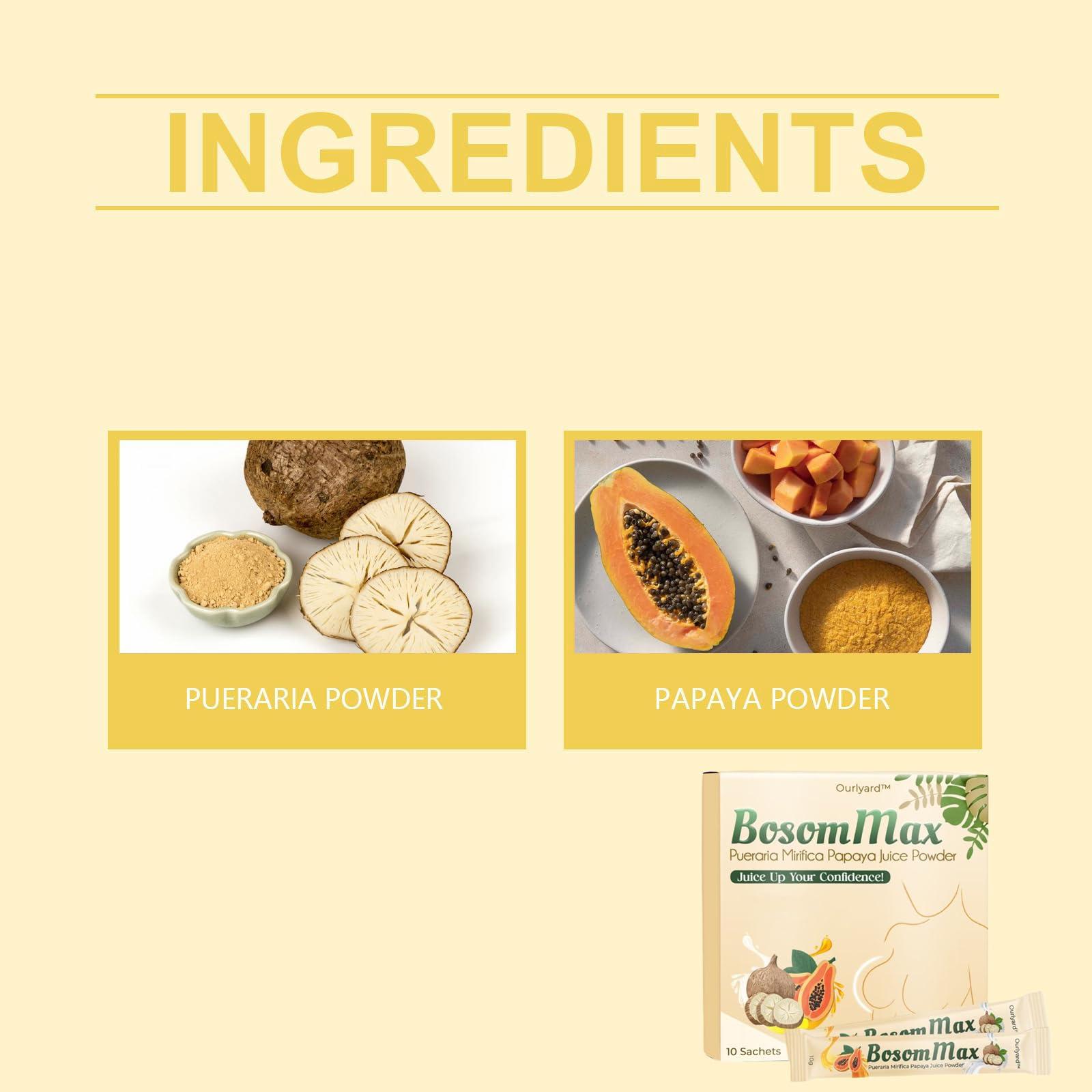 Keyess Pueraria Mirifica Papaya Juice Powder, Pueraria Juice Powder, BosomMax Pueraria Mirifica Papaya Juice Powder - with Papaya Extract Bust Lifting Mirifica Powder (4 Boxes)