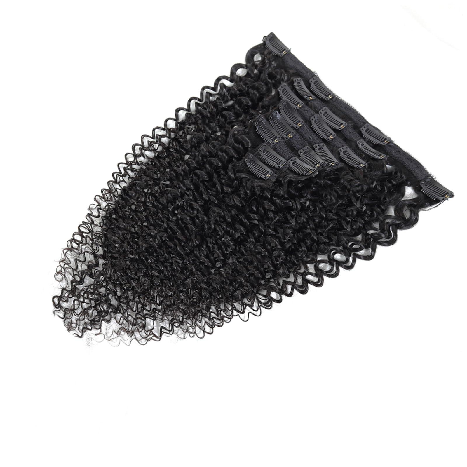 R RACILY HAIR Kinky Curly Clip In Hair Extensions Human Hair 1 Set 3C 4A Curly Wave Clip Ins Full Head for Black Women Brazilian Remy Human Hair Natural Color Double Weft Long 8 Pieces/Lot 135g (20", Curly)