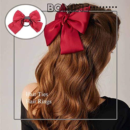 Bomine Bomine Bomine Bow Satin Hair Ties Elastic Hair Rings Hair Scrunchies for Women and Girls 2PCS (Green-red)