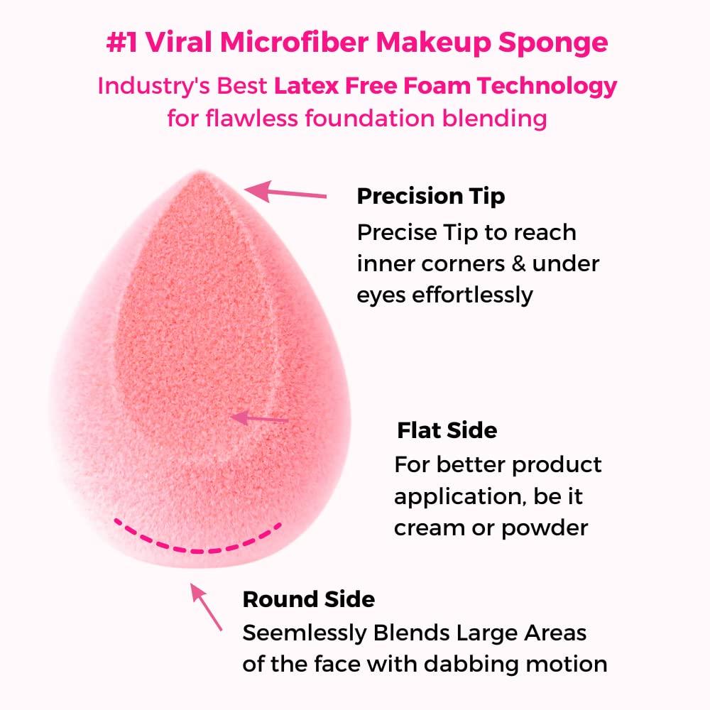 PRAUSH BEAUTY Praush Bloggers Favourite Original Microfiber Makeup Sponge Blender, Very Soft,Premium sponge, Latex Free, Blush Pink