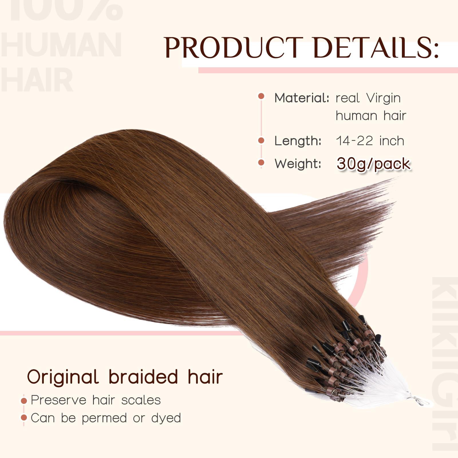 KiiKiiGirl KiiKiiGirl microlinks hair extensions human hair - 16inch micro link hair extensions human hair micro link extensions micro links hair extensions human hair #4 Chocolate Brown 30G/Pack