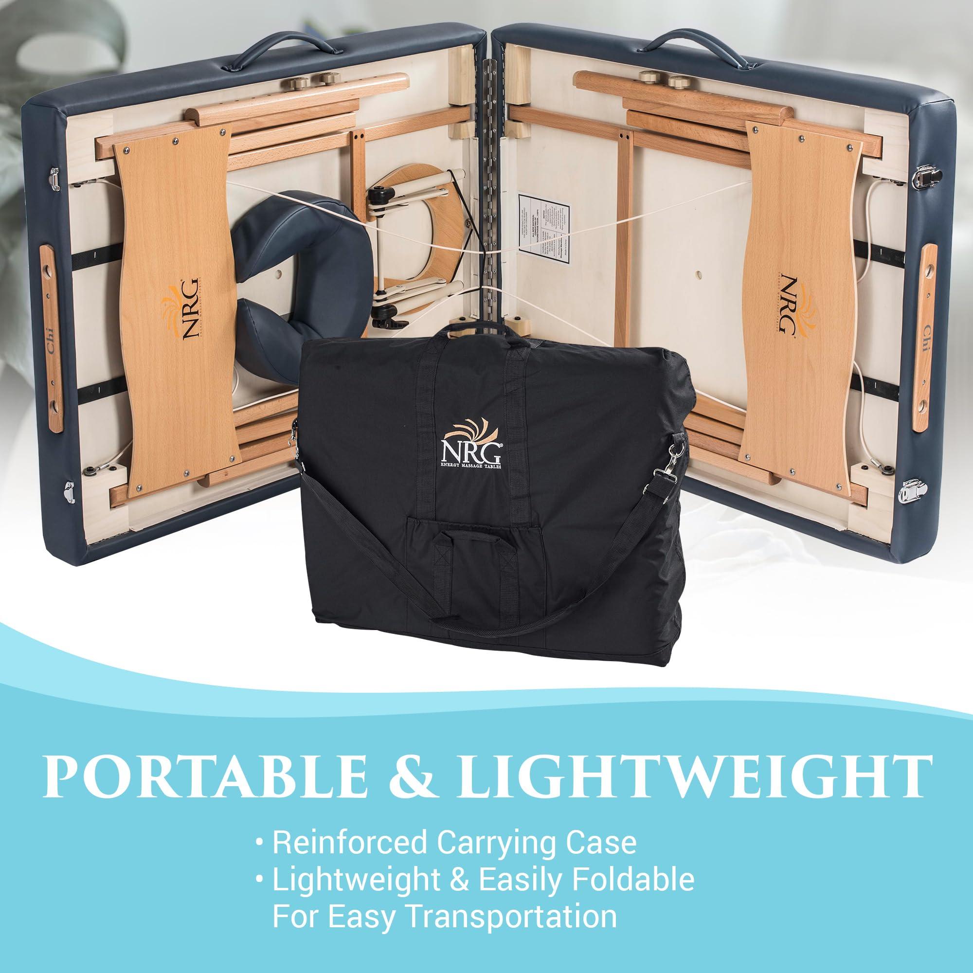 NRG NRG Chi Portable Massage Table Package Agate - Folding Massage Bed Lightweight Massage Table - Professional Massage Table spa Bed, Face Cradle, Double Wheel Knobs & Carrying Case