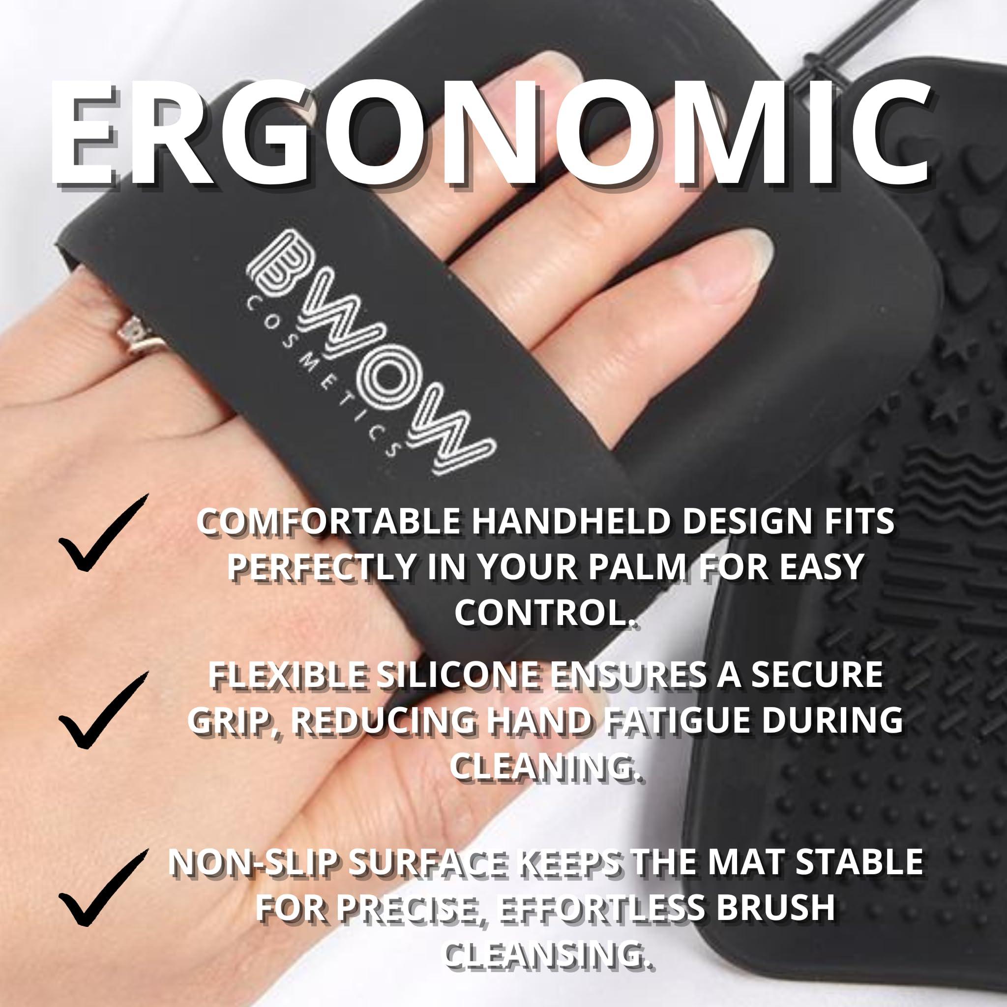 BWOW LUXCLEAN PRO Makeup Brush Cleaning Mat Pad | Silicone | Latex Free | Makeup Brush Handheld Cleaner | Textured Surface for all Styles of Brushes and Bristles | Precise Clean Brushes