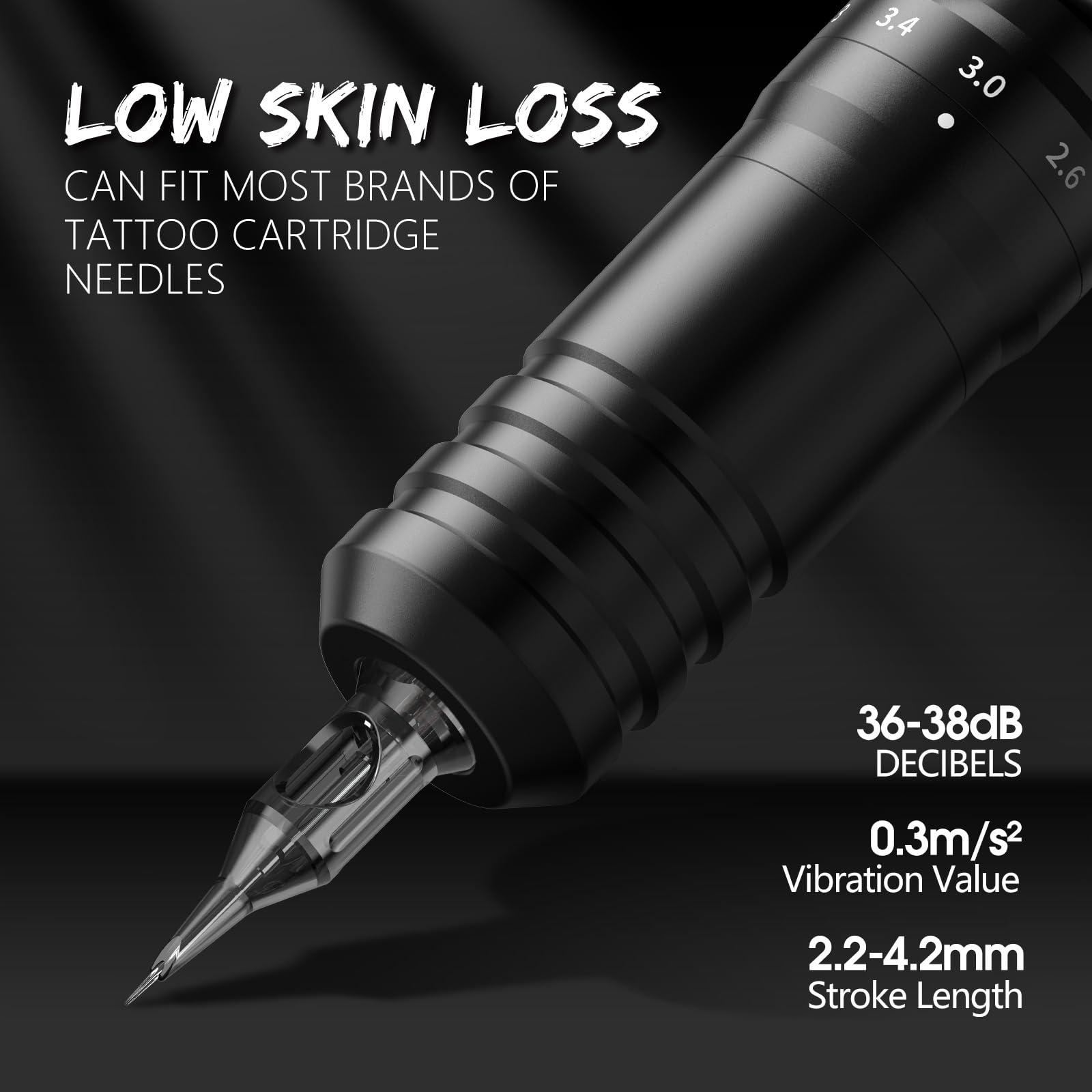 Kiss of Dragon Tattoo Gun Wireless tattoo machine, 2400mAh Rotary Tattoo Machine with 6 stroke length Options, Pro Tattoo Guns with Motor Power reliable for all kinds of needles, ink-Kiss of Dragon