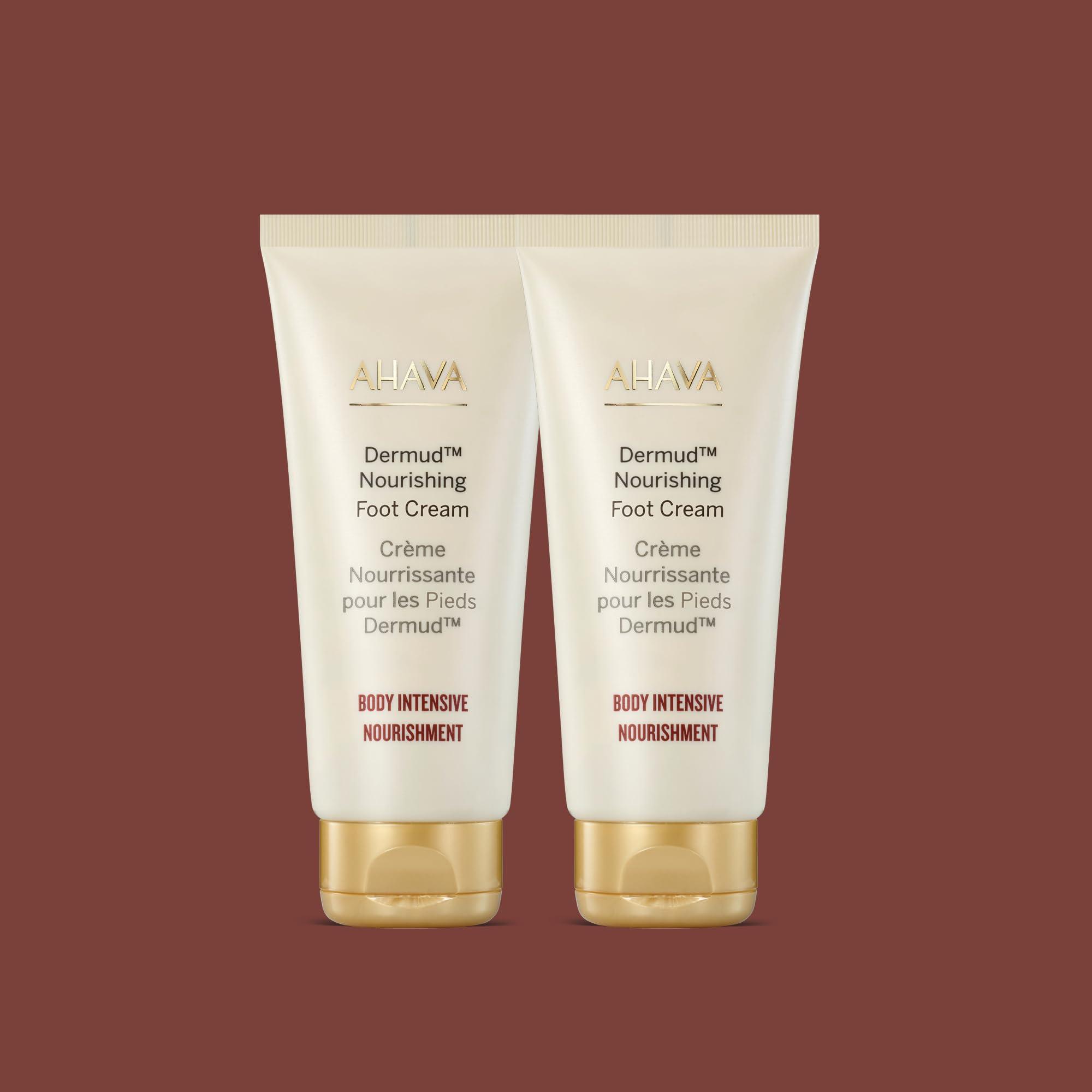 AHAVA AHAVA Dermud Intensive Foot Cream Duo, 3.4 Fl.Oz x 2 - Intensive foot repair for fatigued, dry and cracked feet blend of Dead Sea Minerals & Mud, includes Magnesium, intensive repairing minerals