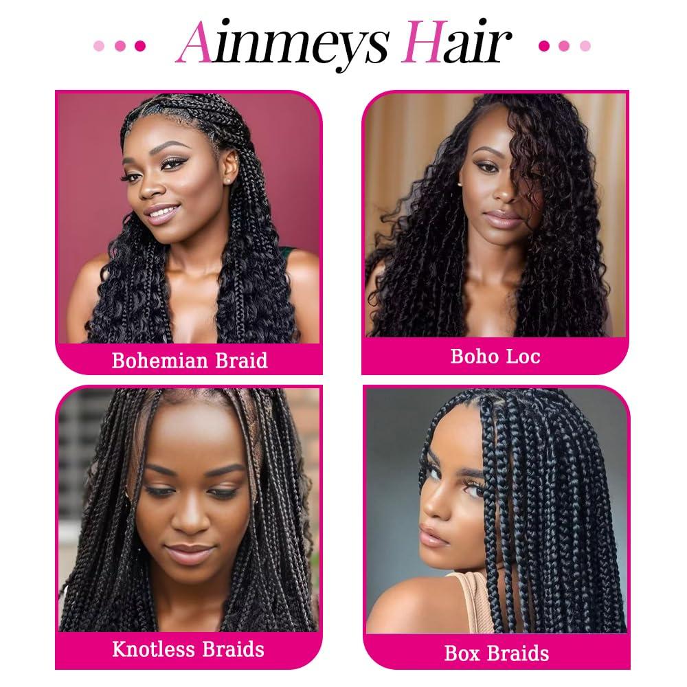 Ainmeys Water Wave Bulk Human Hair for Braiding #99j No Weft Curly Human Braiding Hair Wet and Wavy 100% Unprocessed Brazilian Virgin Human Hair for Boho Braids Wet and Wavy 2 Bundles/Pack (22inch 100g)