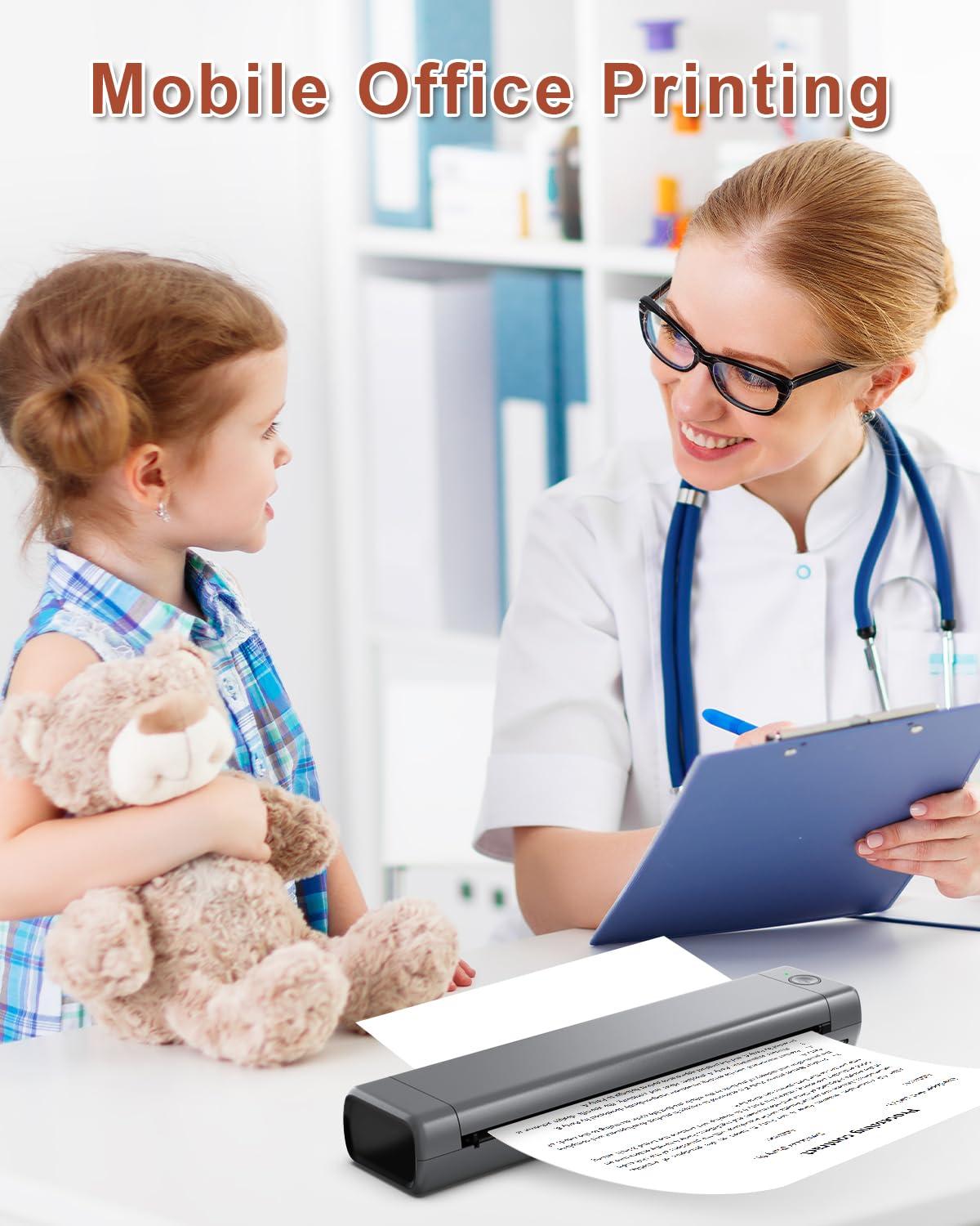 Phomemo Phomemo Wireless Portable Printer, Supports A4 8.27\"x11.69\", Inkless Mobile Printer Compatible with iOS, Android & Laptop, Portable Printers Wireless for Travel, Mobile Office, School, Home, Car