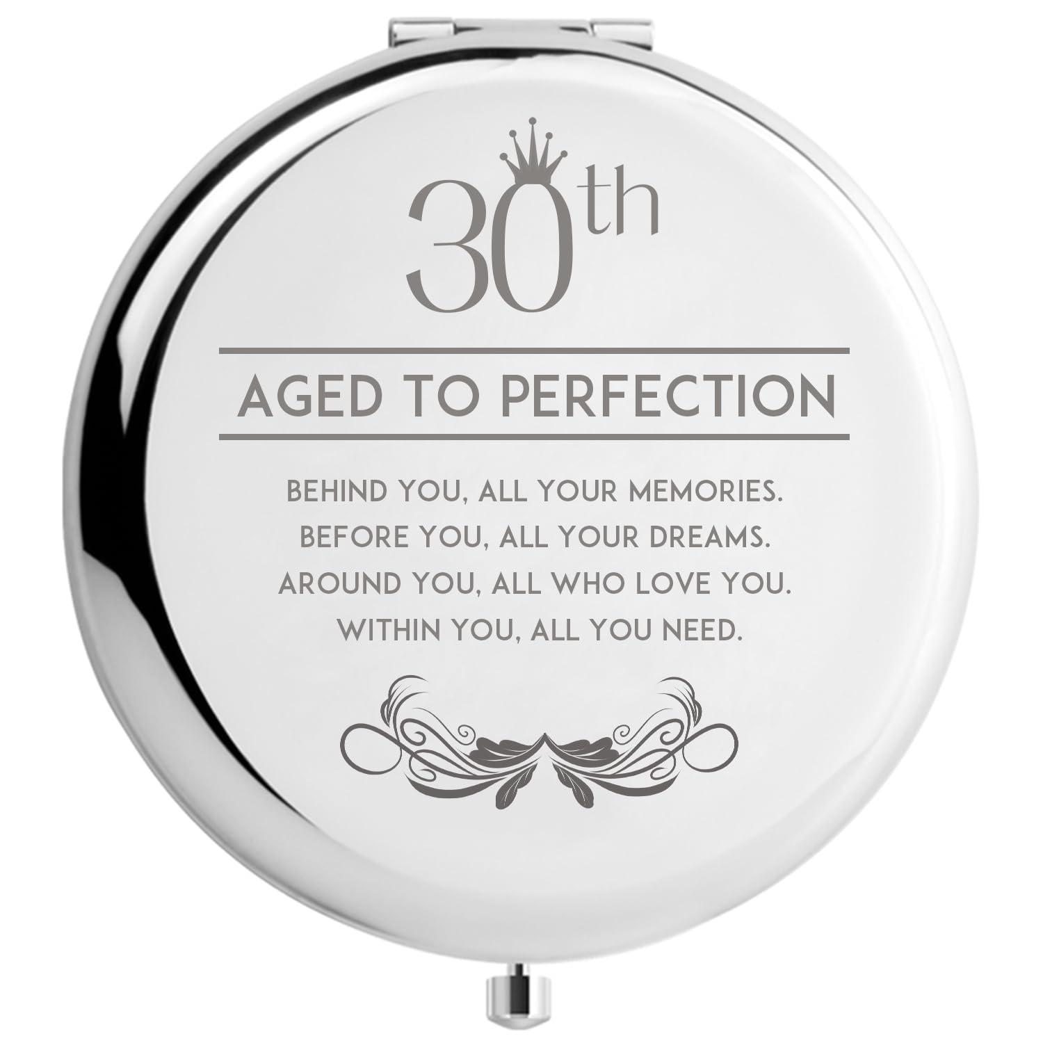 Peayale 30th Birthday Gifts for Women Daughter Sister Funny Compact Mirror, 30 Years Old Gifts for Friends Female Makeup Mirror (30th Birthday)
