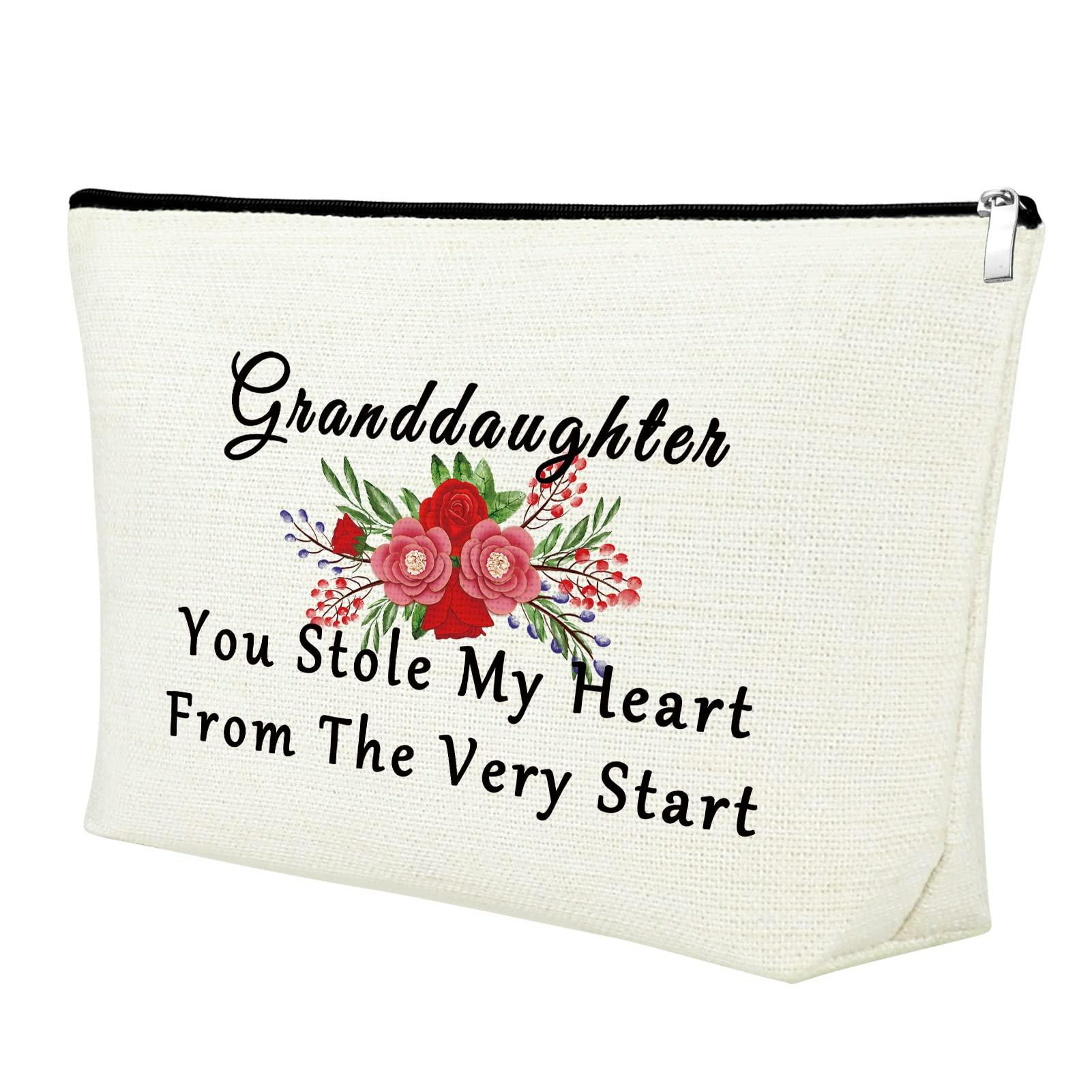 Mxrymvu Granddaughter Gifts from Grandma Granddaughter Makeup Bag Gift from Grandmother Grandpa Grandfather Gifts for Granddaughter from Nana Birthday Christmas Wedding Gift Granddaughter Cosmetic Travel Bag