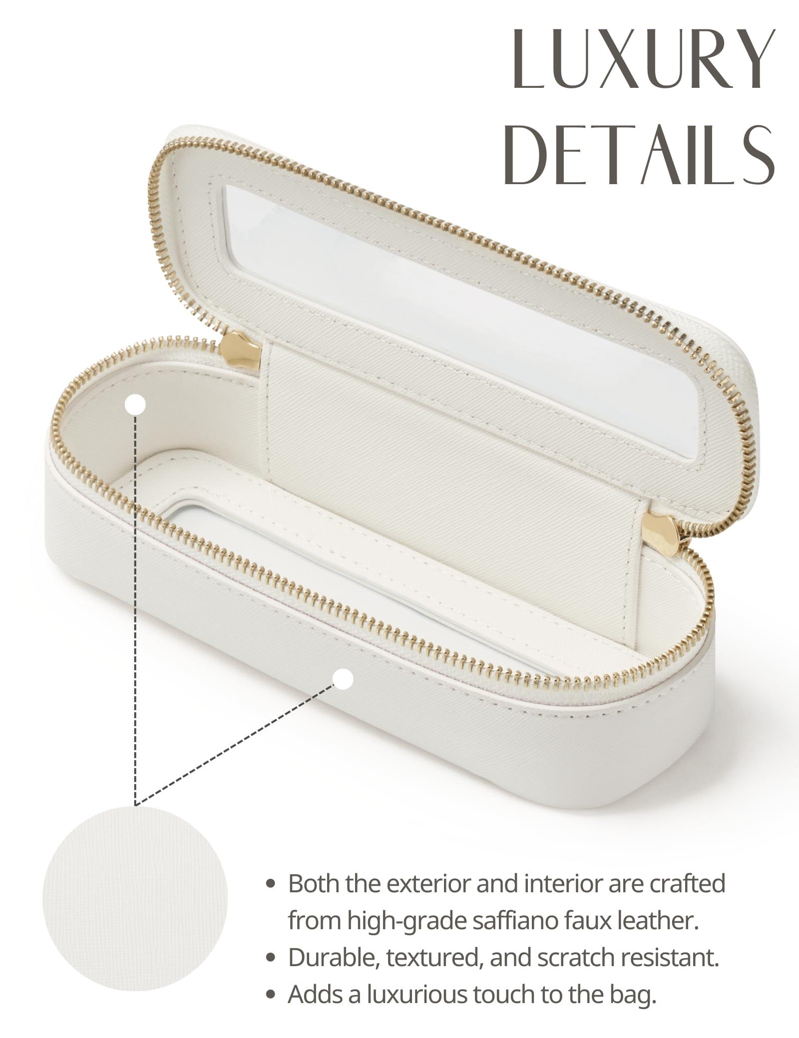 Popvibe Popvibe Slim Makeup Brush Bag Travel Clear Toiletry Bag for Women Cute White Make Up Bag for Traveling Cosmetic Bag Organizer Waterproof Tansparent Beauty Makeup Case