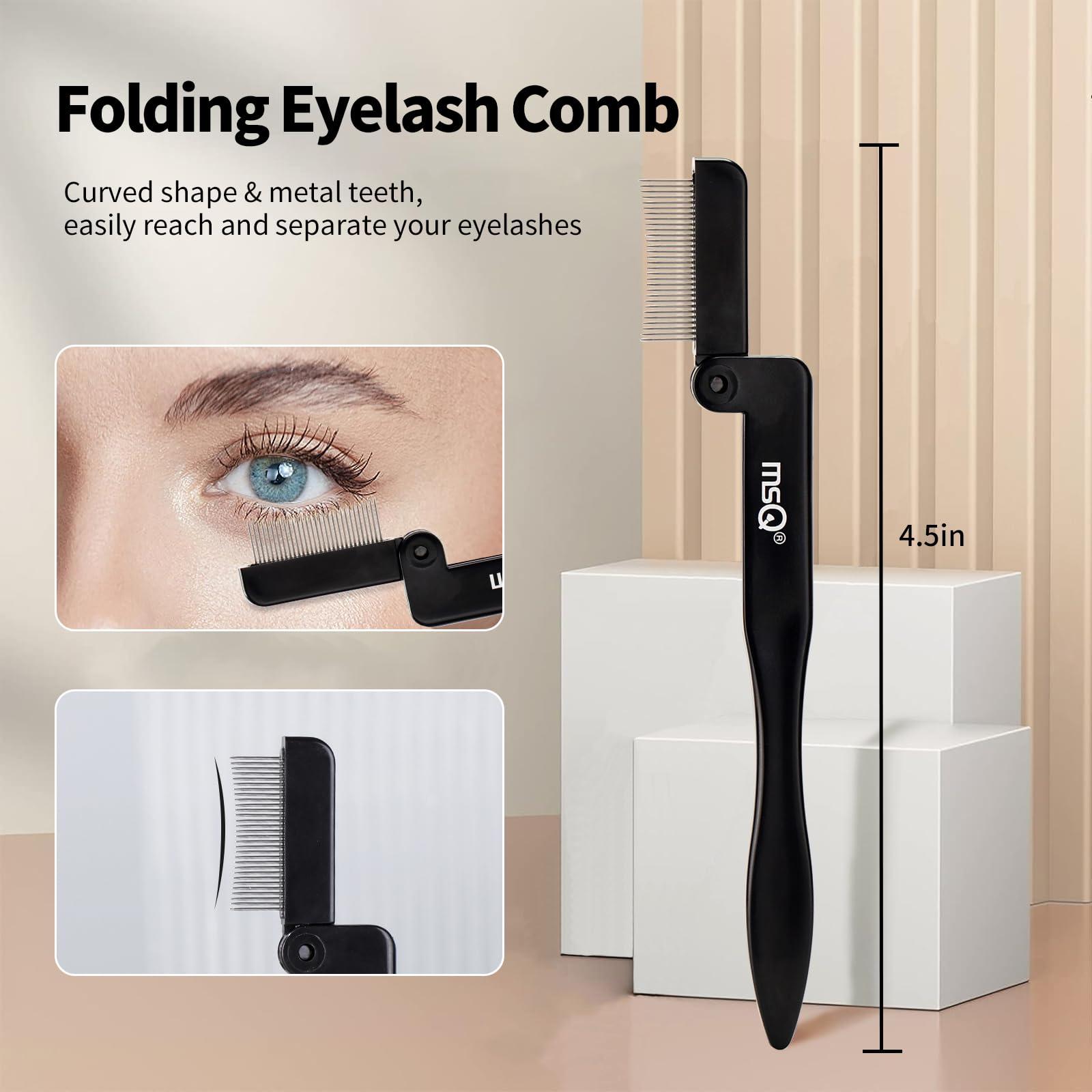 MSQ MSQ Eyebrow Brush and Comb Folding Eyelash Brush Eyelash Separator Eye Brow Comb & Spoolie Brush Professional Mascara Brushes Eye Makeup Tools Set 4PCS