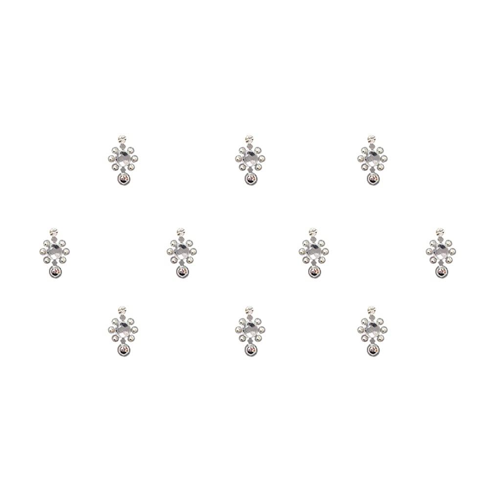 Generic Bindi Forehead Stickers Adhesive Body Jewelry Indian Daily Use Forehead Bindi Round Dot for Women|Beautiful Silver Bindi