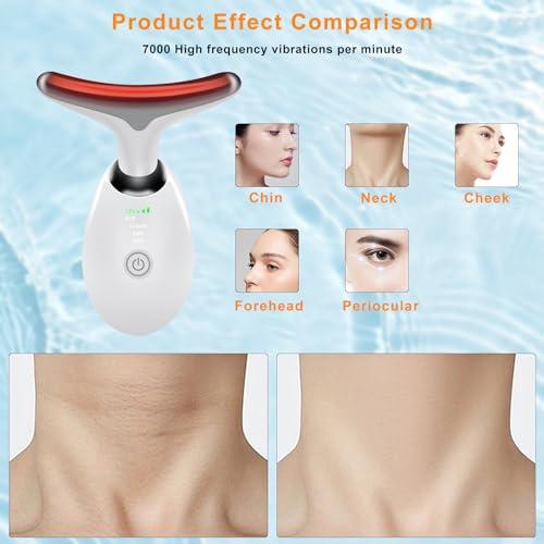 ayattecy Facial and Neck Device with Vibration, 7 Color Led Face and Neck Beauty Device for Home Use, Multifunctional Facial Skin Care Tools, Neck Face Lifting Device