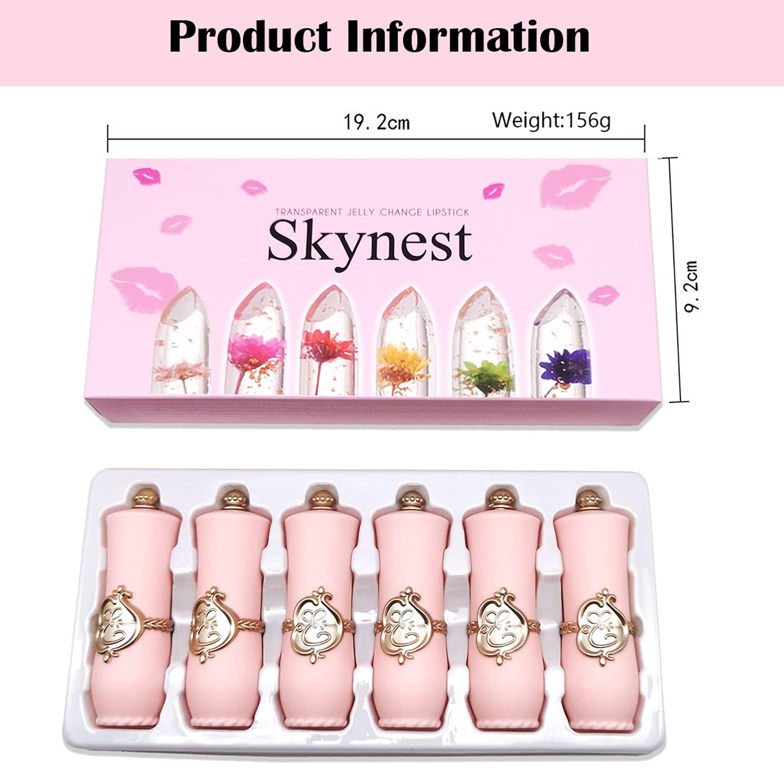 Btspring Btspring Clear Flower Jelly Lipstick, 6 Packs Nutritious Moisturizer Lip Balm Temperature Color Change Lipstick Matte Long Lasting Lip Gloss (Pink)