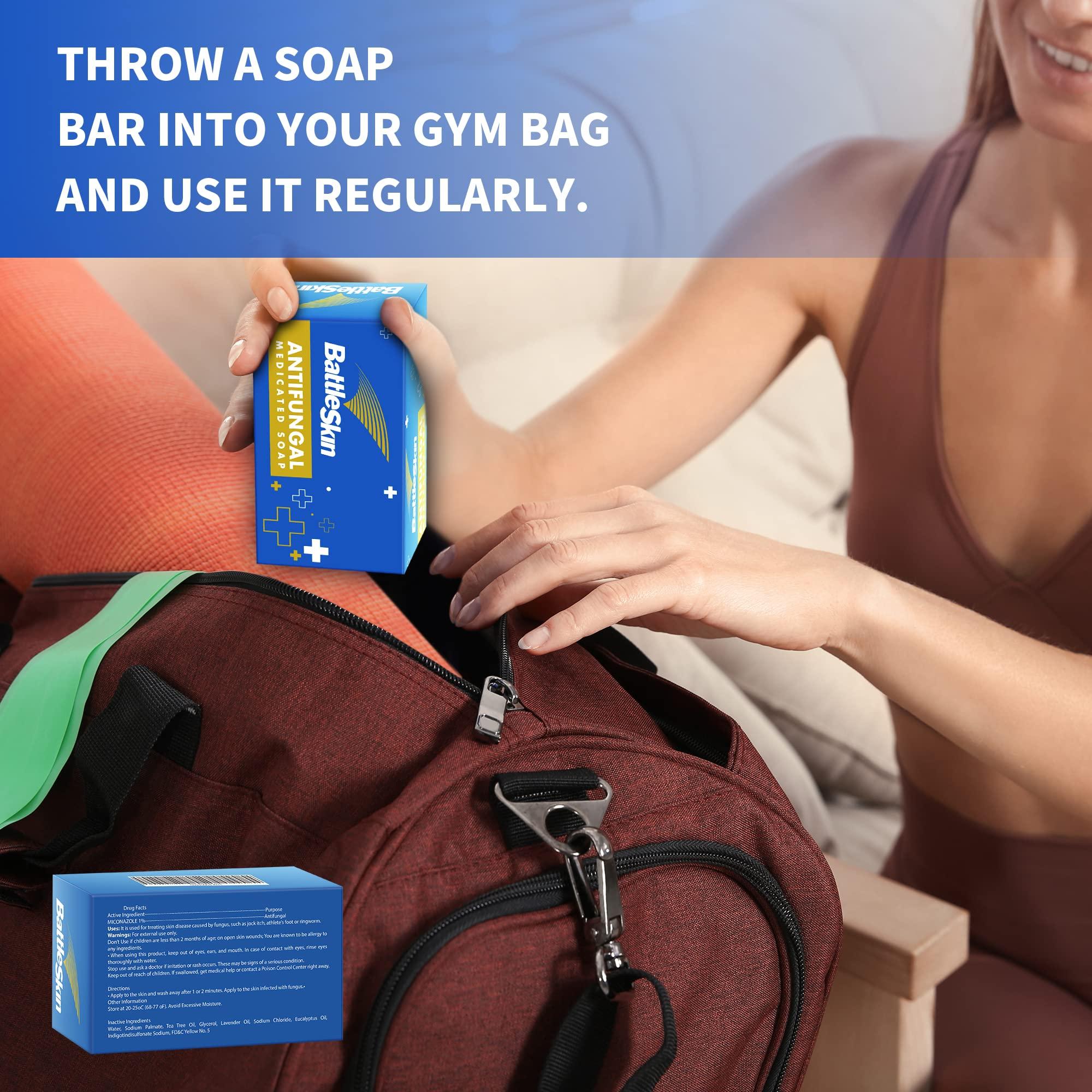 Battleskin Battleskin Antifungal Medicated Soap Bar, Tea Tree Oil Body Soap Bar, Athletes Foot Jock Itch Ringworm Yeast Infection Treatment With Natural Oil