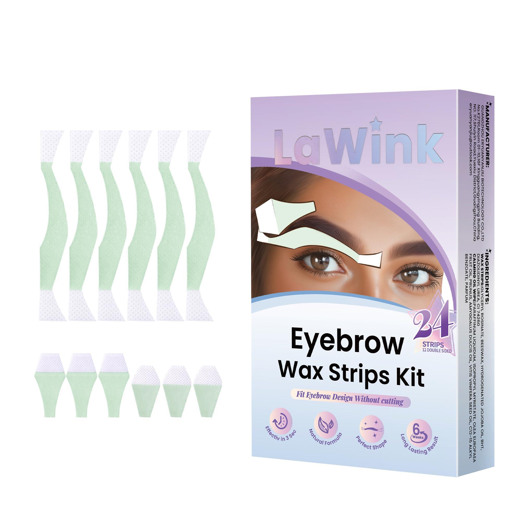 LAWINK Eyebrow Wax Strips Kit Facial Wax Strips for Hair Removal 24 Strips 4 Calming Oil Wipes Mouth waxing wax Eyebrow hair removal Facial Hair Removal for Women LAWINK (Eyebrow)
