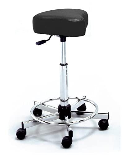 Pibbs Pibbs Bike Seat Stylist Cutting Stool for Salons and Barbers, Padded & Upholstered Seat, Adjustable Pump Height from 23" to 33", 5-Star Base with Durable Casters, in Black, PIB-721-BLK
