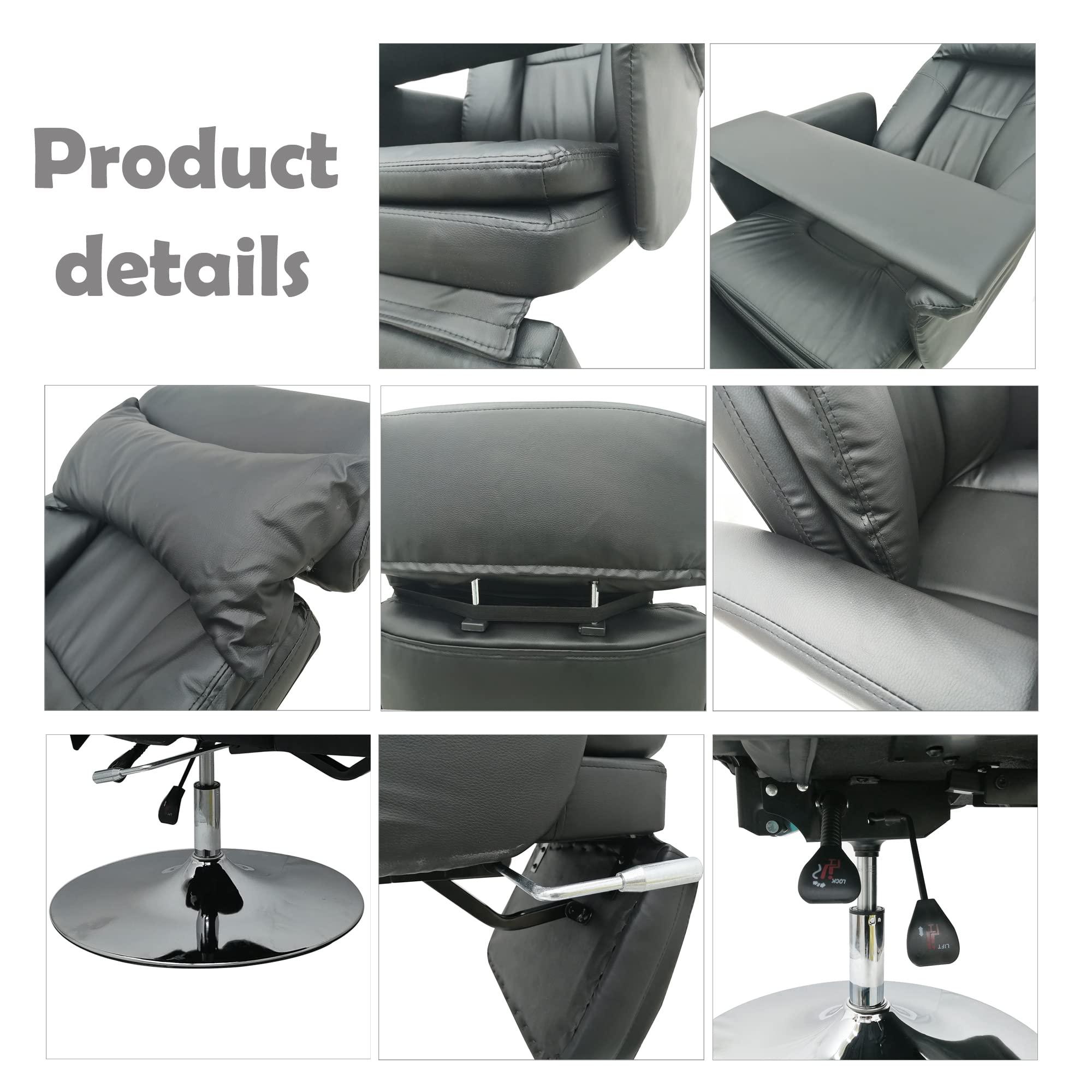 INTSUPERMAI INTSUPERMAI Beauty Salon Chair Deck Chair Massage Table Bed Folding Chair No Locking Function with Air Pressure Adjustable Max Load 440lb for SPA Salon Tattoo Equipment Home Office Chair (Black)