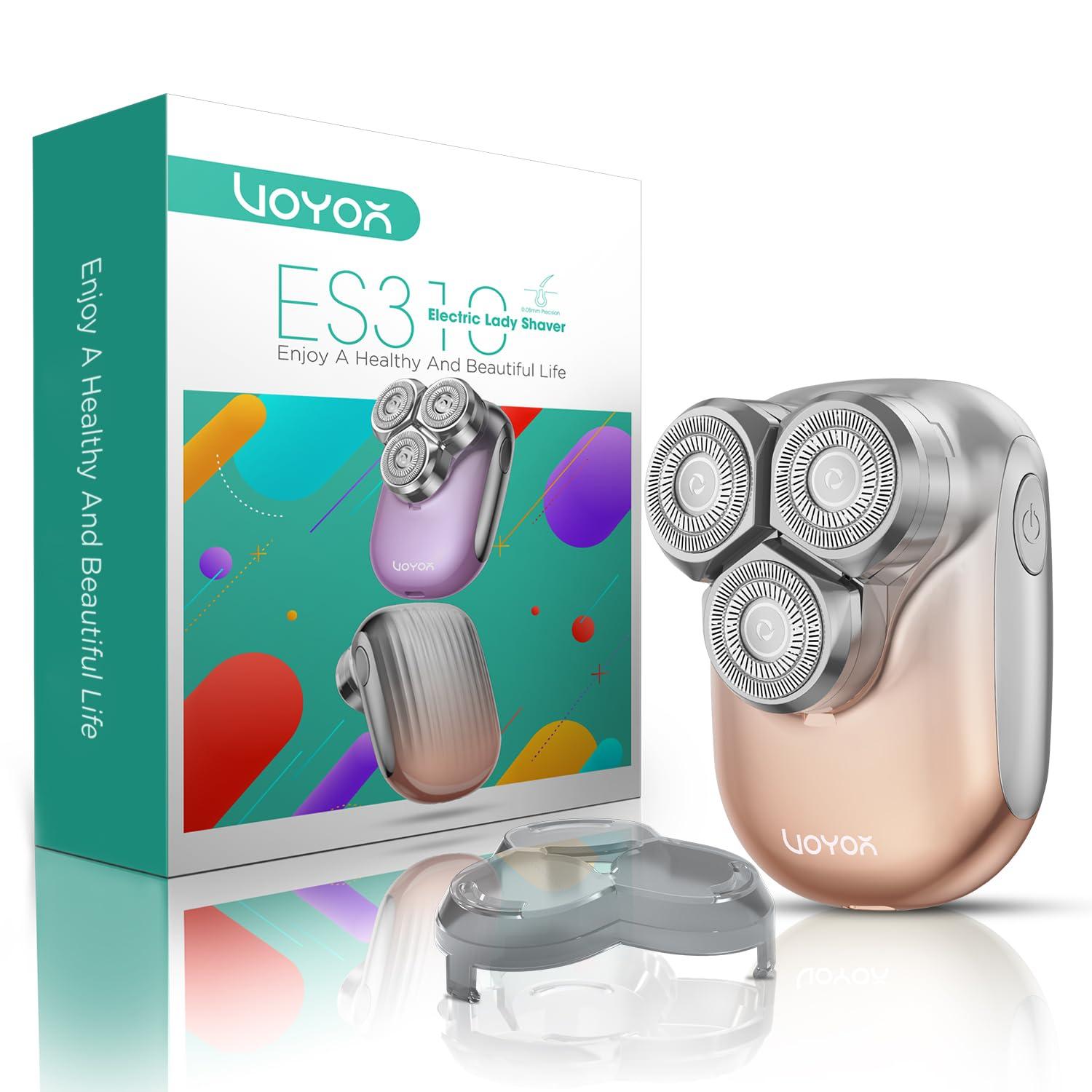 VOYOR VOYOR Electric Razors for Women 3D Floating Blade Shaver for Women, Electric Shaver for Legs Bikini and Body Facial Hair Remover Women\'s Electric Shavers Waterproof Women\'s Grooming ES310 (Gold)