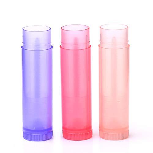 lasenersm 30 Pieces Multicolor Empty Lip Balm Container Tubes Lip Balm Empty Container Clear Tubes with Twist Bottom and Top Cap(Color Random)