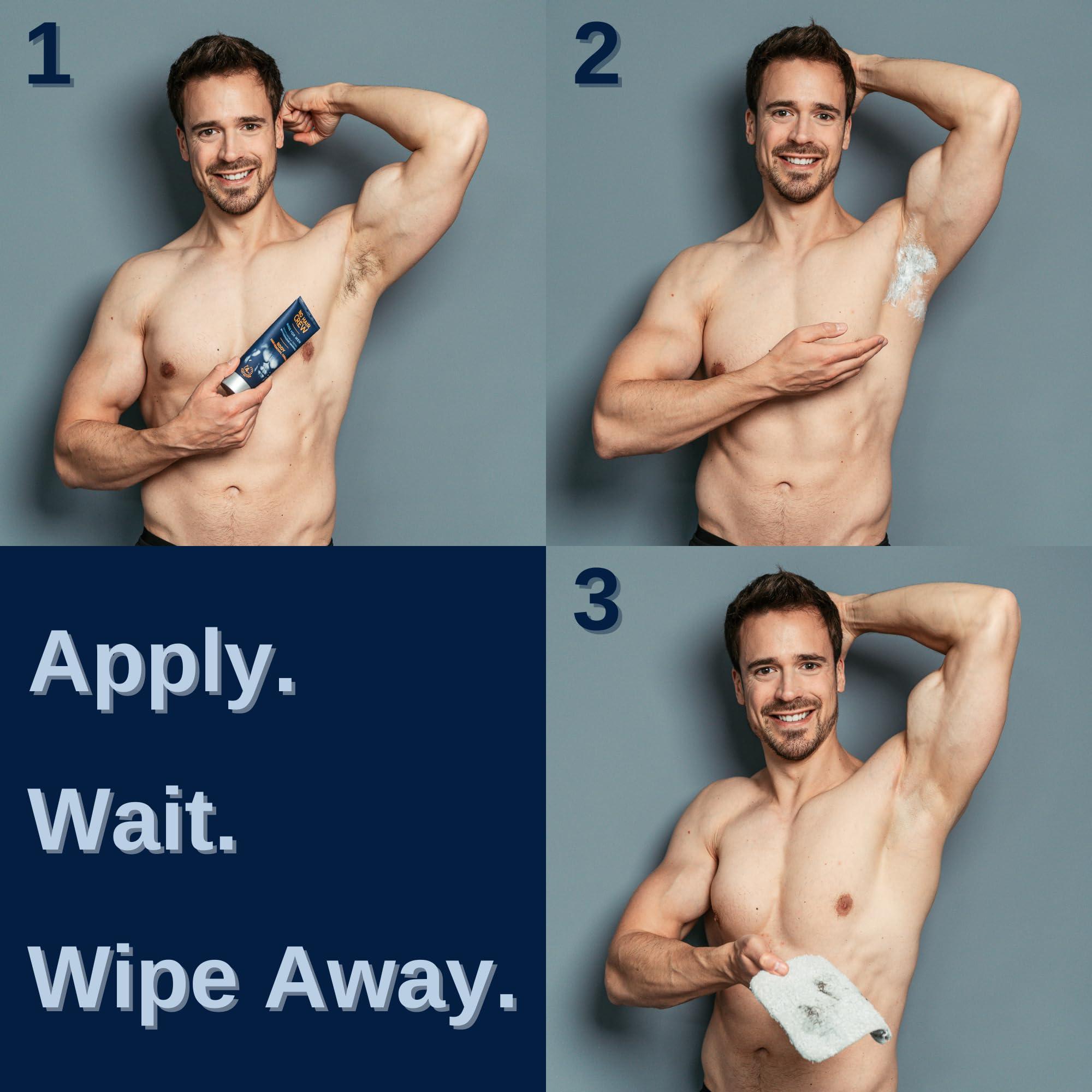 NO HAIR CREW No Hair Crew | Intimate Bundle | Includes Hair Removal Depilatory Cream for Men and Dry & Fresh Body Powder for Sweat and Odor Control