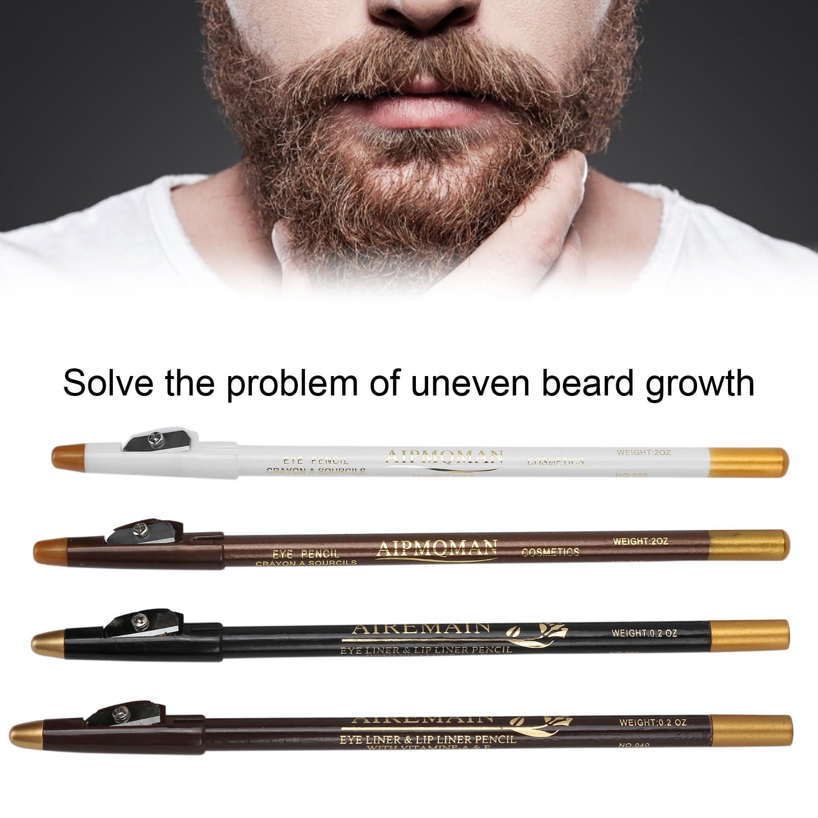 Brrnoo 4Pcs Barber Pencil, Hairline Outline with Sharpener, Tool for Lineup and Beard Shape White (Barber H Pencil + Beard Accessories)